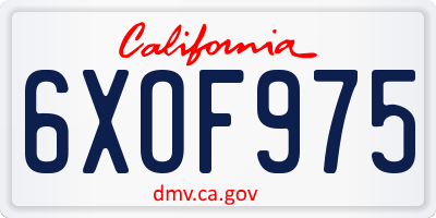 CA license plate 6XOF975