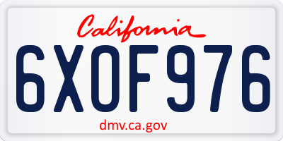 CA license plate 6XOF976
