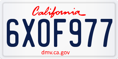 CA license plate 6XOF977