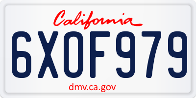 CA license plate 6XOF979