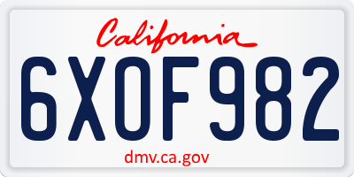 CA license plate 6XOF982