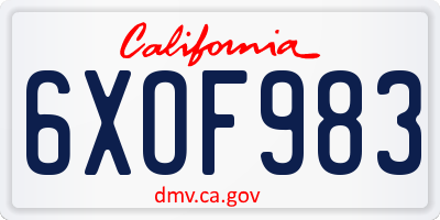 CA license plate 6XOF983