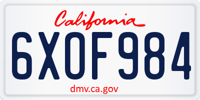 CA license plate 6XOF984