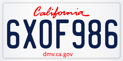 CA license plate 6XOF986