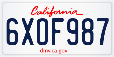 CA license plate 6XOF987