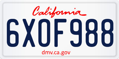 CA license plate 6XOF988