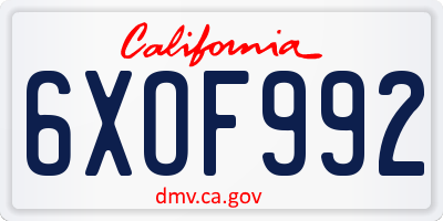 CA license plate 6XOF992