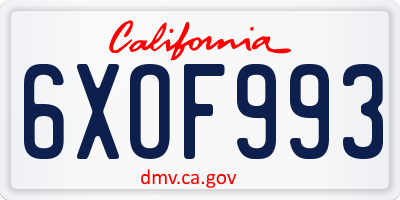 CA license plate 6XOF993