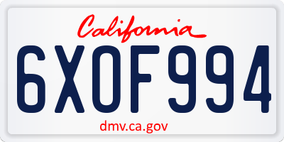 CA license plate 6XOF994