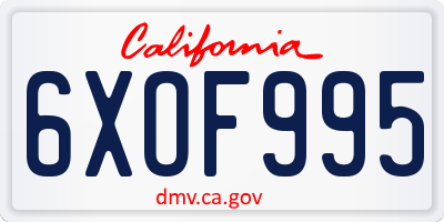 CA license plate 6XOF995