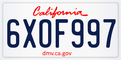 CA license plate 6XOF997