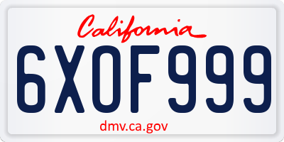 CA license plate 6XOF999