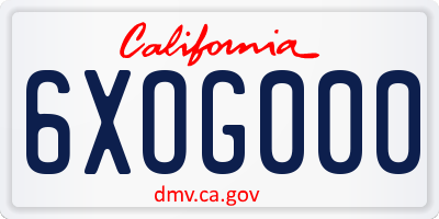 CA license plate 6XOG000