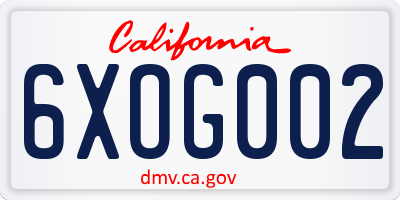 CA license plate 6XOG002