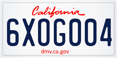 CA license plate 6XOG004