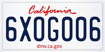 CA license plate 6XOG006