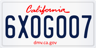 CA license plate 6XOG007