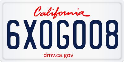 CA license plate 6XOG008