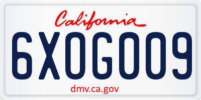 CA license plate 6XOG009
