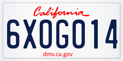 CA license plate 6XOG014
