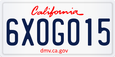 CA license plate 6XOG015