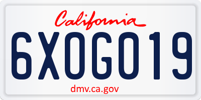 CA license plate 6XOG019