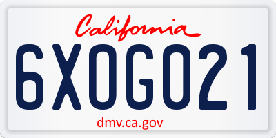 CA license plate 6XOG021