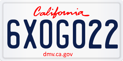 CA license plate 6XOG022