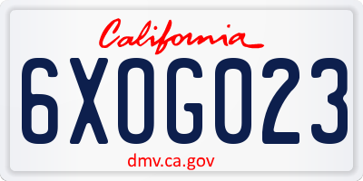 CA license plate 6XOG023
