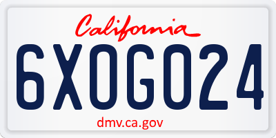 CA license plate 6XOG024