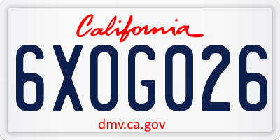 CA license plate 6XOG026