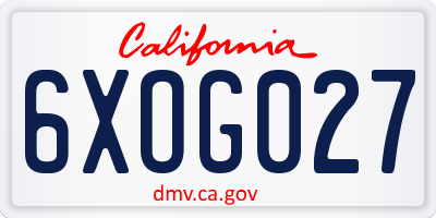 CA license plate 6XOG027