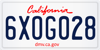 CA license plate 6XOG028