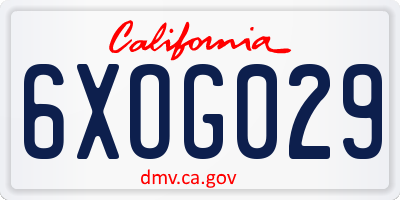 CA license plate 6XOG029