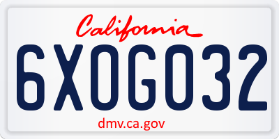 CA license plate 6XOG032