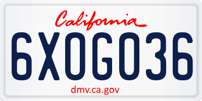 CA license plate 6XOG036