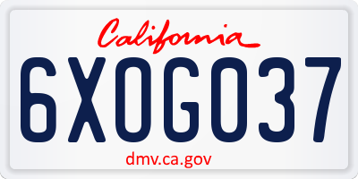 CA license plate 6XOG037