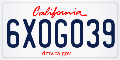 CA license plate 6XOG039