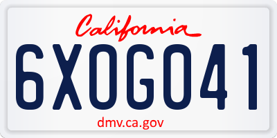 CA license plate 6XOG041