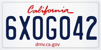 CA license plate 6XOG042