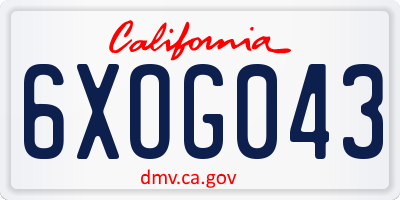 CA license plate 6XOG043