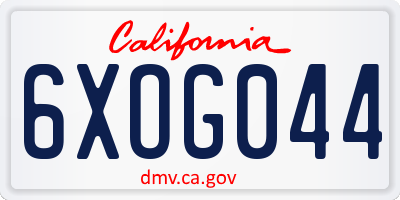 CA license plate 6XOG044