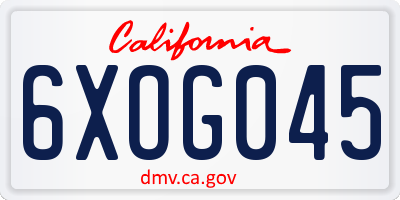 CA license plate 6XOG045