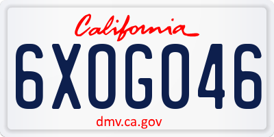 CA license plate 6XOG046