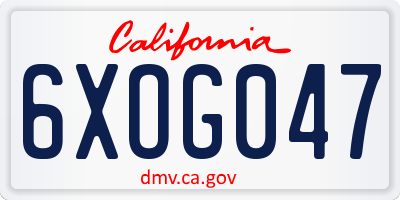 CA license plate 6XOG047