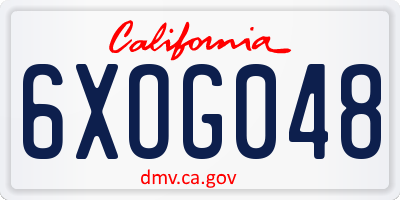CA license plate 6XOG048
