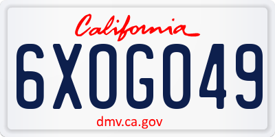 CA license plate 6XOG049