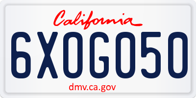 CA license plate 6XOG050