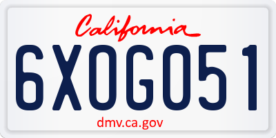 CA license plate 6XOG051