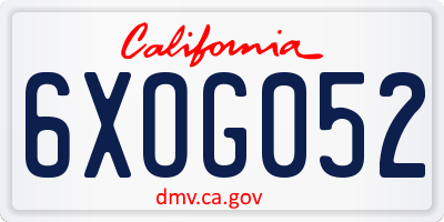 CA license plate 6XOG052